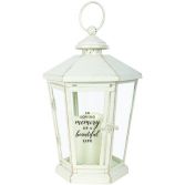 In Loving Memory of a Beautiful Life. Antique lighted White lantern
