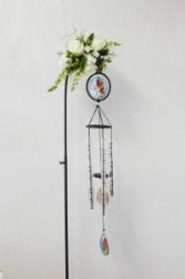 In Memory Stained Glass  Wind chime with fresh flowers