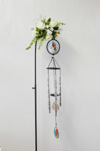 In Memory Stained Glass Wind chime with fresh flowers in Port Huron, MI | CHRISTOPHER'S FLOWERS In Memory Stained Glass Wind chime with fresh flowers in Port Huron, MI | CHRISTOPHER'S FLOWERS