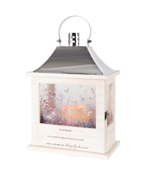 In Memory Wooden Slat Lantern 