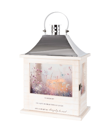 In Memory Wooden Slat Lantern 