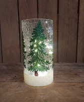 In the Pines Crackle Glass Lighted Cylinder 