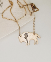 Indian Paintbrush Bison Necklace 