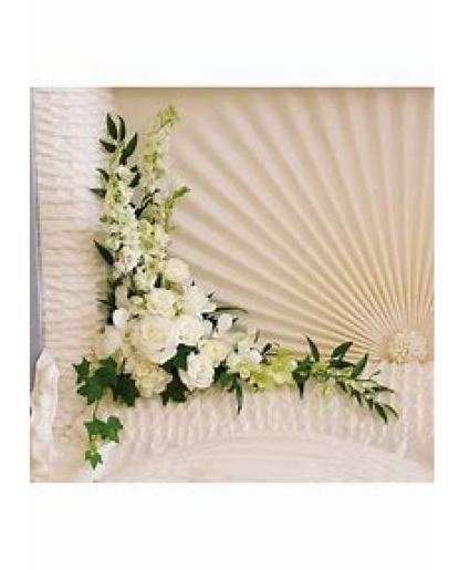 Inside Casket Corner Arrangement Casket Flowers