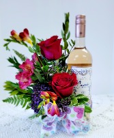 Intoxicating Love Mixed flowers, wine bottle not included