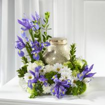 Inviteing Irises Urn Wreath Arrangement