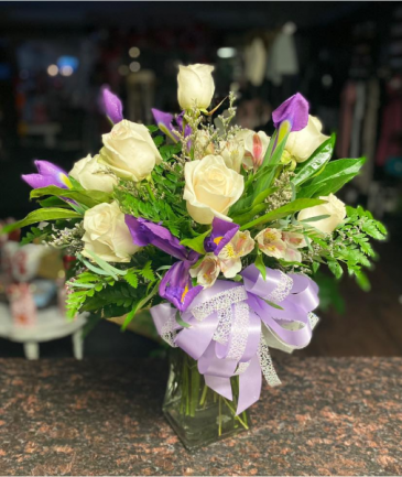 Iris Reverie Mixed Roses and Irises  in Nederland, TX | Sparkle and Co. Florist