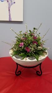 Isabel Bloom Birdbath & fresh floral arrangement Fresh Flowers