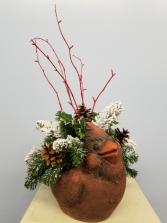 Isabel Bloom Cardinal Planter & Arrangement Shown with Silk Flowers