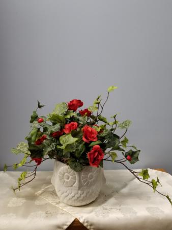 Isabel Bloom Owl Planter and Arrangement Shown with Silk Flowers