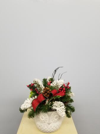Isabel Bloom Owl Planter With Arrangement Silk or Fresh Cut Flowers