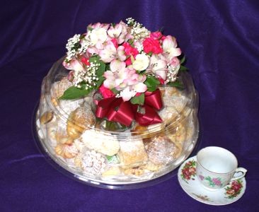 Italian Pastry/Cookie Tray w/Flower Arrangement 