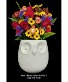 It's a Hoot  Fresh cut flowers in a ceramic container