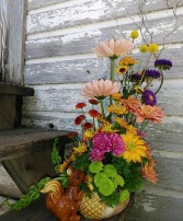 It's Almost Fall Y'all Arrangement in a Squirrel & Acorn Vase