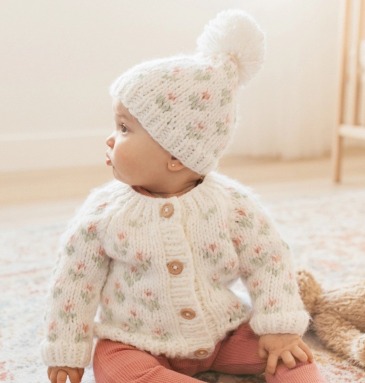 Itty Bitty -White Cardigan and Knit hat Boutique in Chatham, NJ | SUNNYWOODS FLORIST