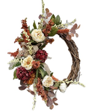 Ivory & Maroon Grapevine Wreath Powell Florist Exclusive