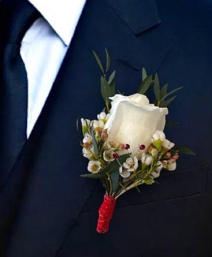 Ivory Rose Boutonniere 