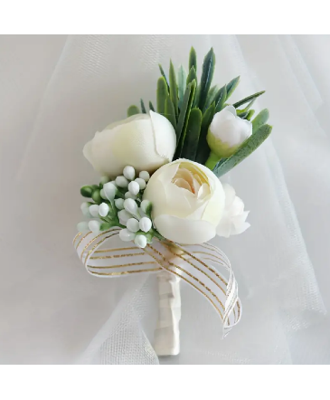 Ivory Peony Boutonniere in Newmarket, ON | FLOWERS 'N THINGS FLOWER & GIFT SHOP