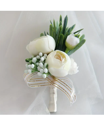 Ivory Peony Boutonniere