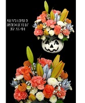 Jack-O-Lantern Arrangement  Fresh cut flowers