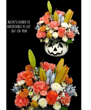 Jack-O-Lantern Arrangement  Fresh cut flowers 