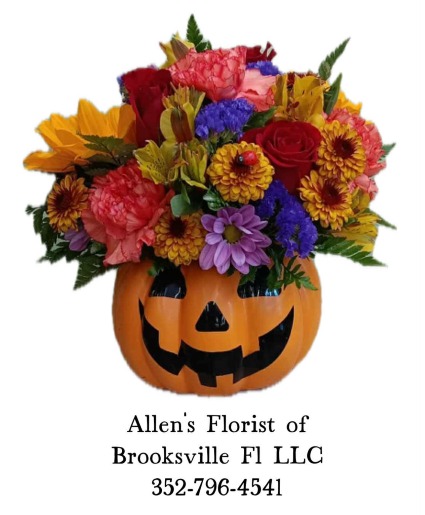 Jack-O-Lantern Arrangement  Fresh cut flowers
