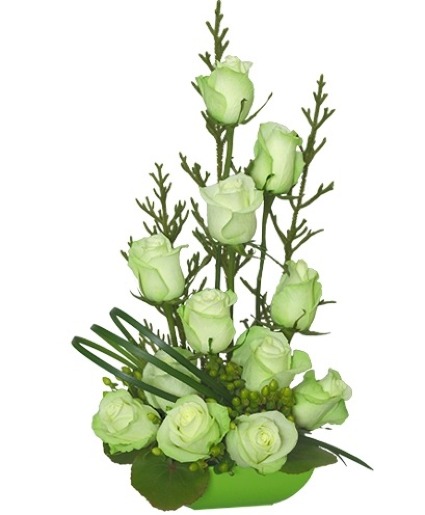 Jade Green Roses Arrangement