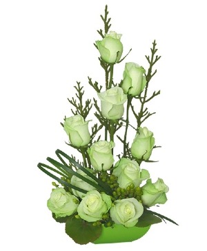 Jade Green Roses Arrangement