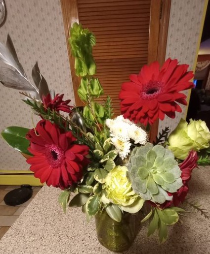 January Birthstone Bouquet vase of flowers inspired by Birthstone for January