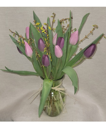 Winter Special !! Tulips with Floral Branches in Croton On Hudson, NY | Cooke's Little Shoppe Of Flowers