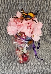 Jar of Candy w/ Silk Flowers & Butterfly 