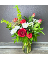 Jar of Joy Low and Lush Vase Arrangement