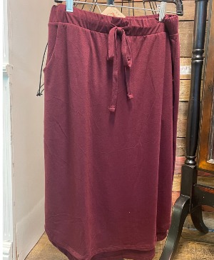 Jersey Knit Skirt-Burgundy Jersey Knit Everyday Skirt 