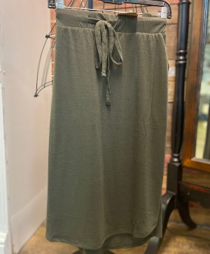 Jersey Knit Skirt-Olive Green Jersey Knit Everyday Skirt 