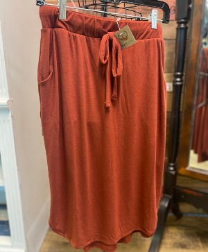 Jersey Knit Skirt-Rust Jersey Knit Everyday Skirt 