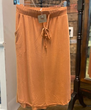 Jersey Knit Skirt- Tangerine Jersey Knit Everyday Skirt 