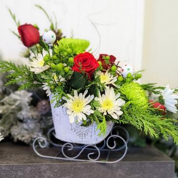 Jingle All the "Sleigh" in White  in Douglasville, GA | The Flower Cottage & Gifts, LLC