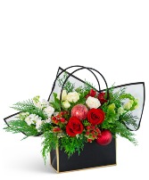 Jingle Bell Blooms Tote Flower Arrangement