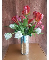 JINGLE BELL TULIPS CHRISTMAS ARRANGEMENT