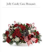 Jolly candy cane bouquet Christmas arrangement