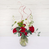 Jolly Red N' White Vase Arrangement