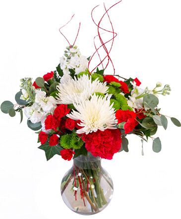 Jolly Red & White Christmas Flower Arrangement in Mobile, AL | ZIMLICH THE FLORIST