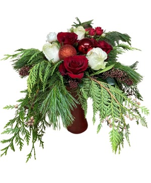 Jolly Red & White Vase Arrangement