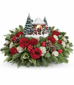 Thomas Kinkade Jolly Santa Floral Bouquet