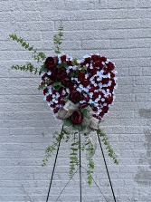 "Josephine" Burgundy Silk Heart  Silk arrangement