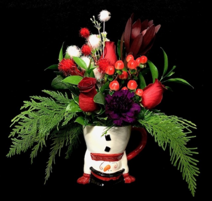 Joy! Christmas Mug with Red Roses