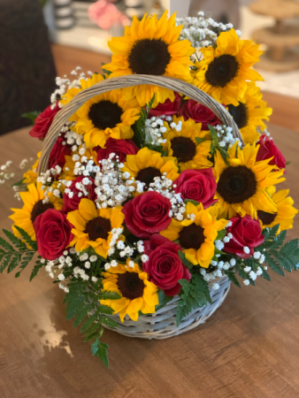 Joyful Joyful Rose & Sunflower Basket