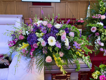 Judy's "LOVE YOU"  Casket Flowers in Murphy, NC | Rambling Rose Florist & Gifts