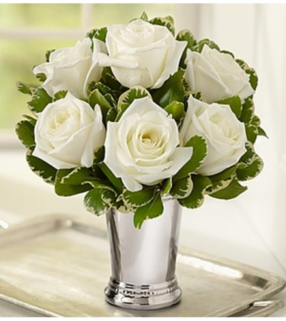 Julep Cup White Roses Arrangement