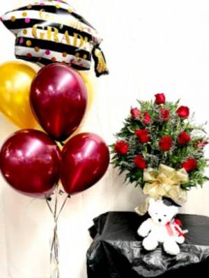 Jumbo Grad Special flowers and balloons